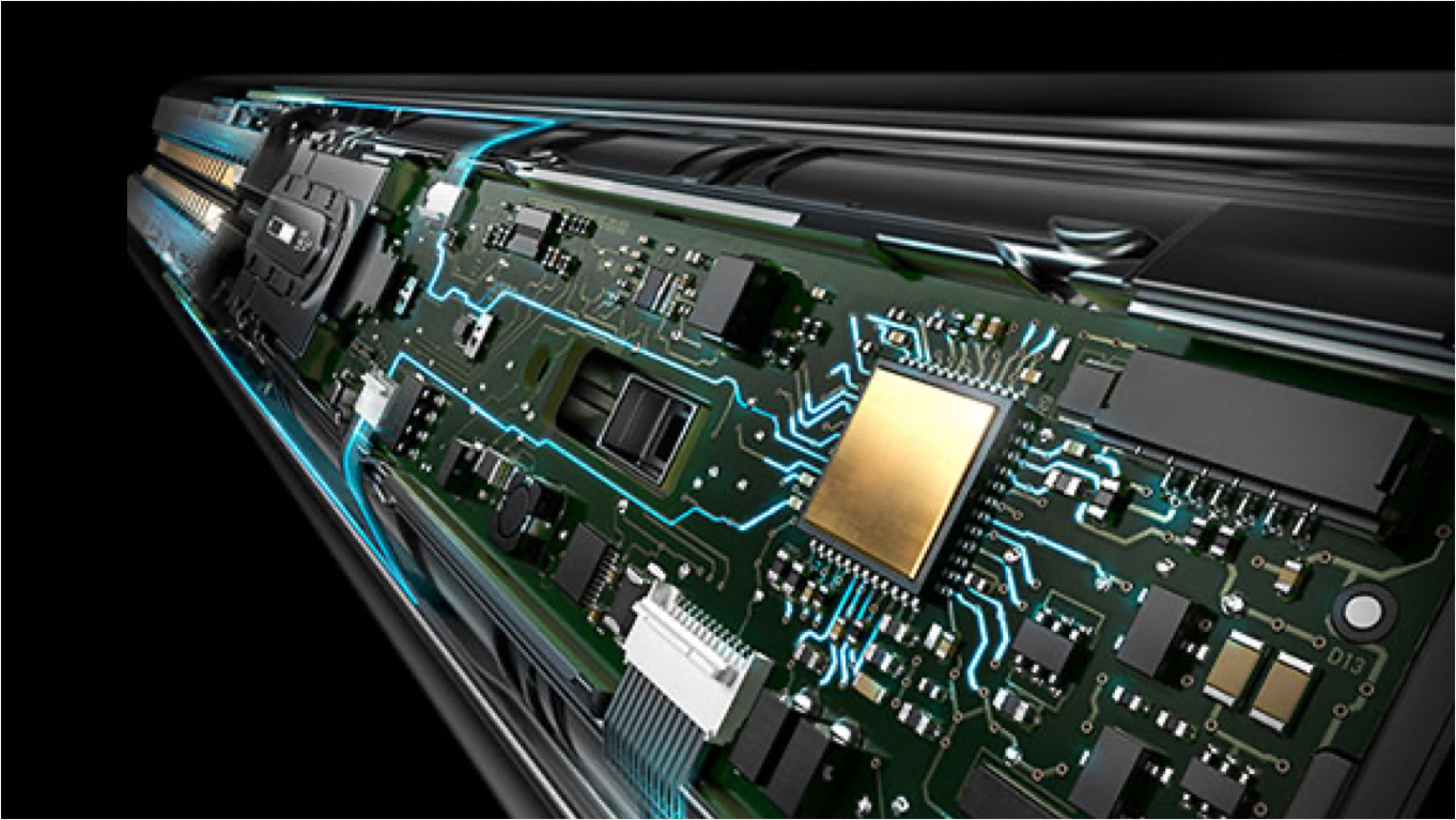 Exploded view shows the noise-cancelling microphones.